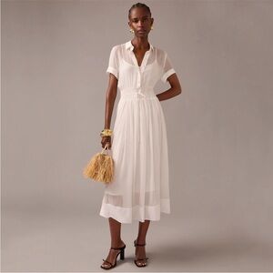 J. Crew Cream Midi Dress with Short Sleeves